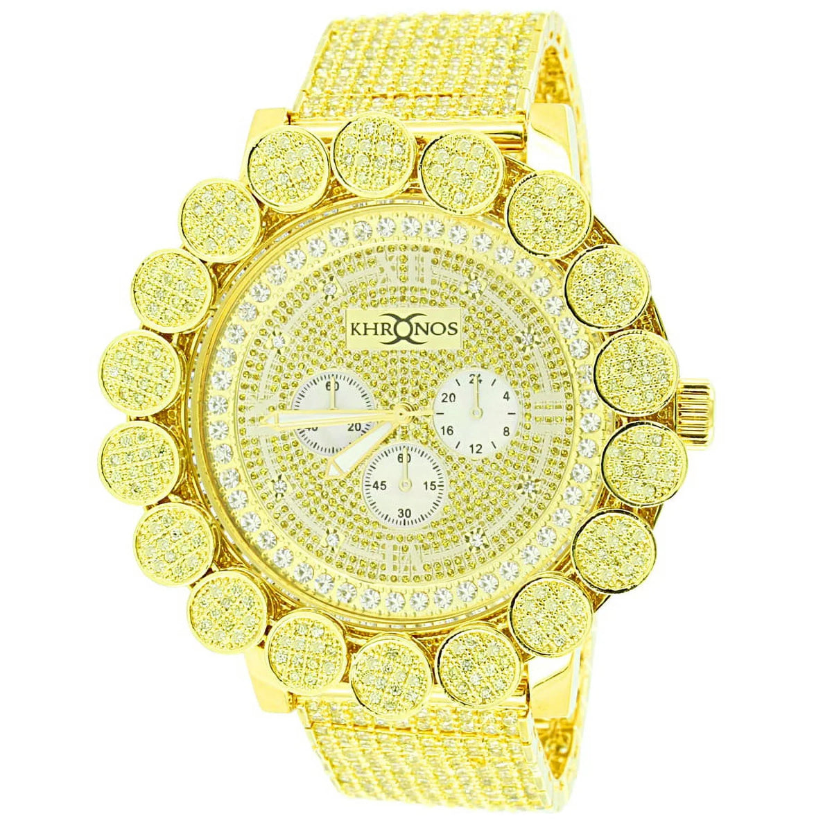 Bezel Stainless Steel Jojino Rodeo Back Canary Iced Tone Flower Jo Out Dial Watch Diamond Genuine Custom Gold Pave Solid