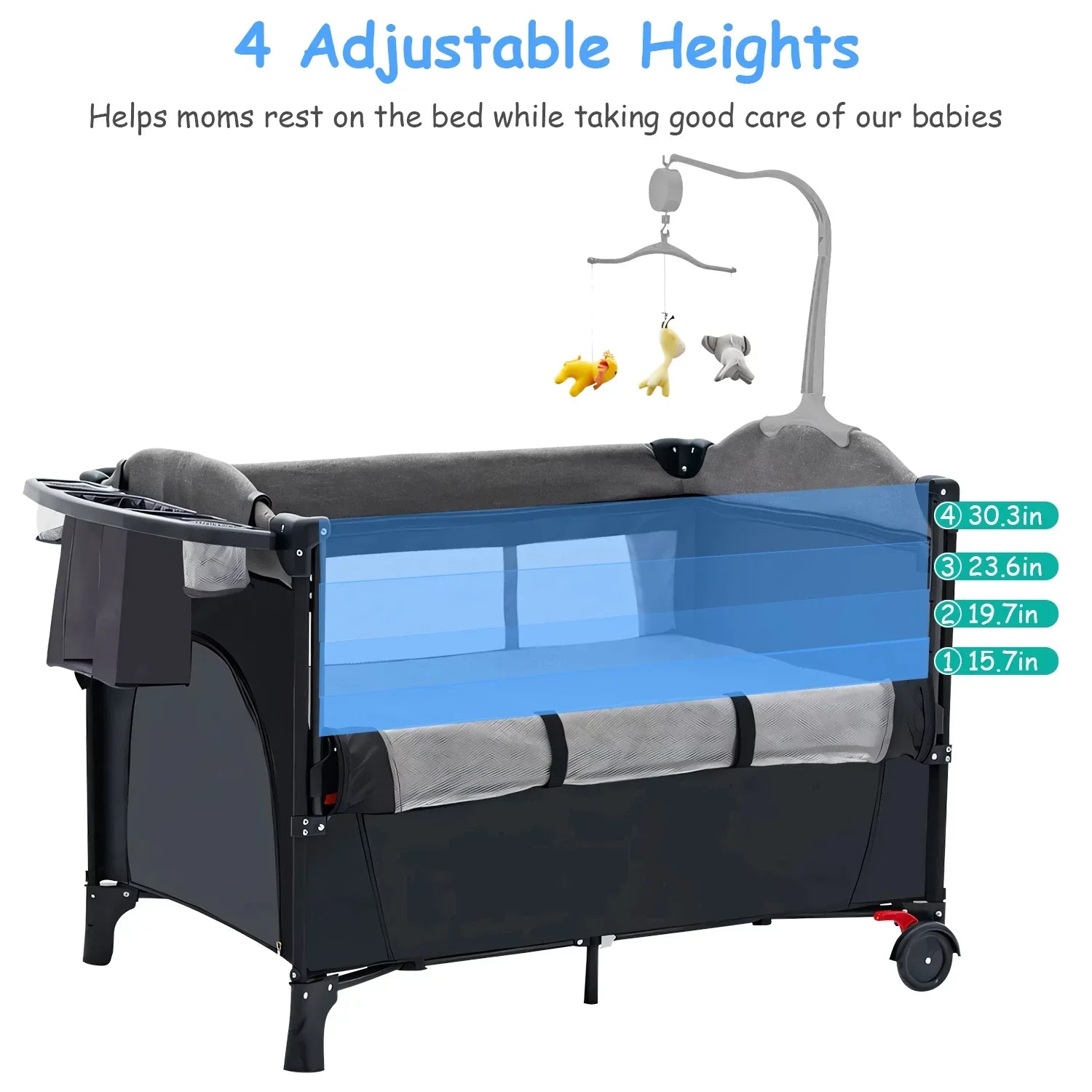 Changing Portable In Play Babe Music iMounTEK Center Trayand Box, Foldable Toys Babe Canopy, Nursery Storage Crib 1 Include Wheels, Yard, 6