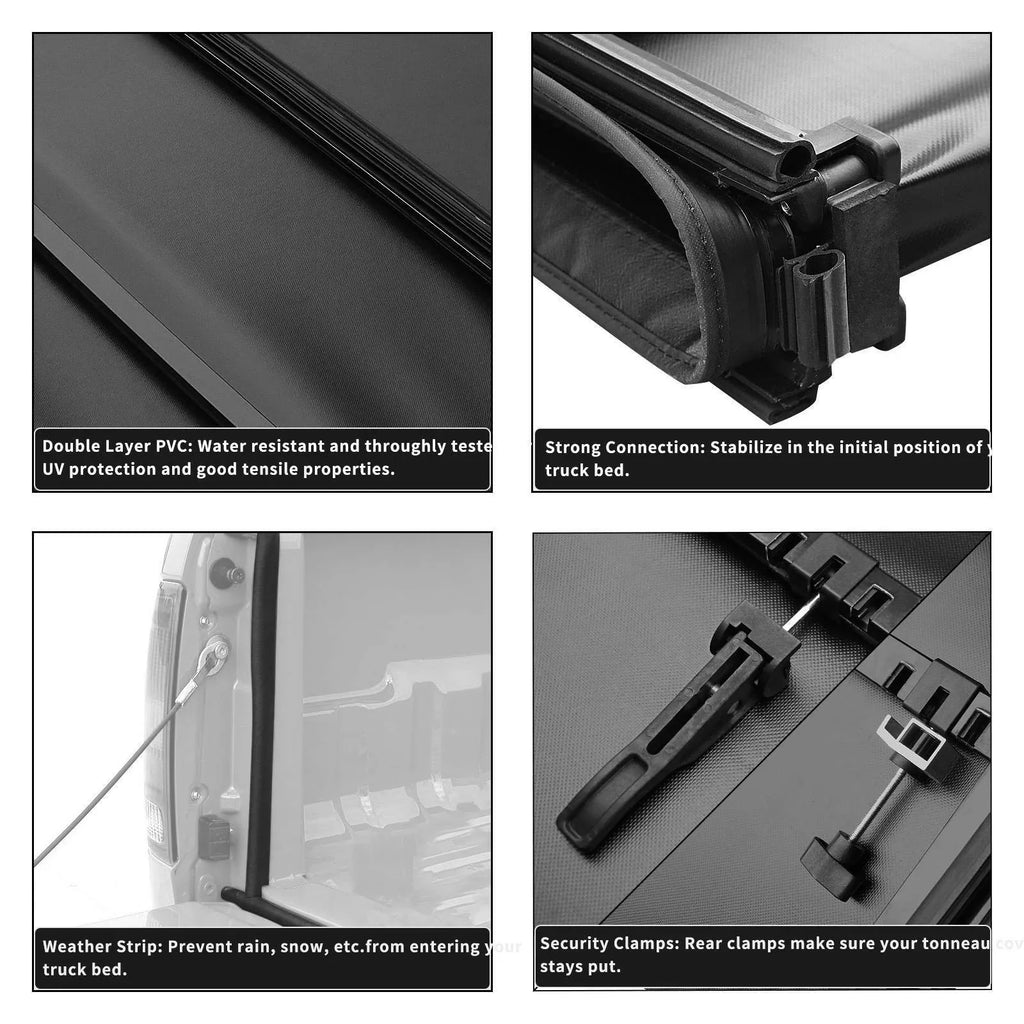 Bed Truck Tonneau 14-21 Cover Rail Fold 5.5ft 4 w/ Deck Soft for Ledkingdomus Tundra System Toyota
