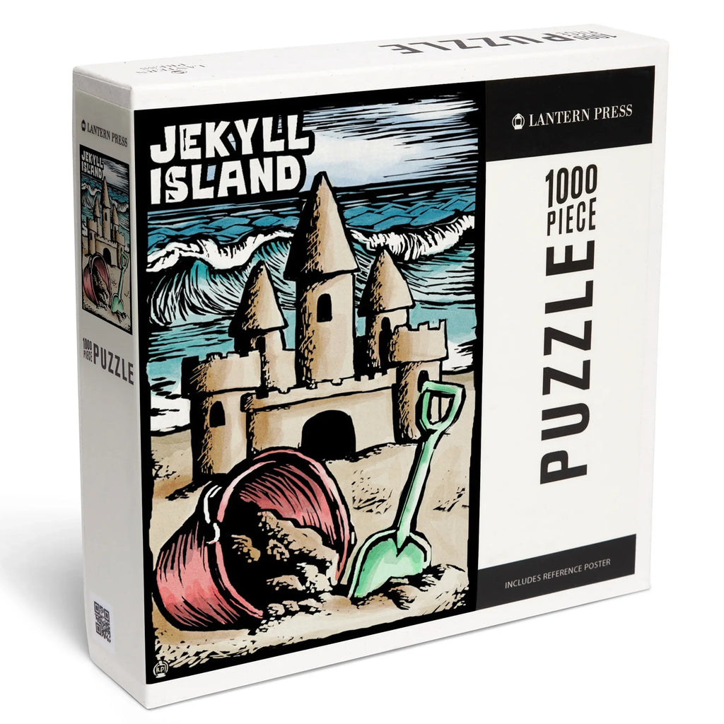 Lantern Piece Press Scratchboard Jekyll Georgia, Castle, Jigsaw 1000 Puzzle, Sand Island,