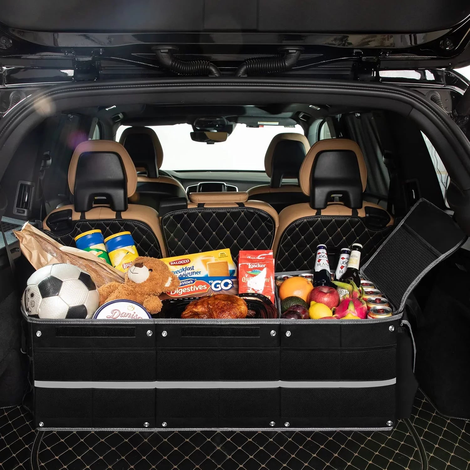 Waterproof Sedan, Vehicle Car Organizer Insulated Car Collapsible Suitable 3 Bag, Truck,Van with proof Cooler Organizer for for Leak Suv, Compartments Trunk