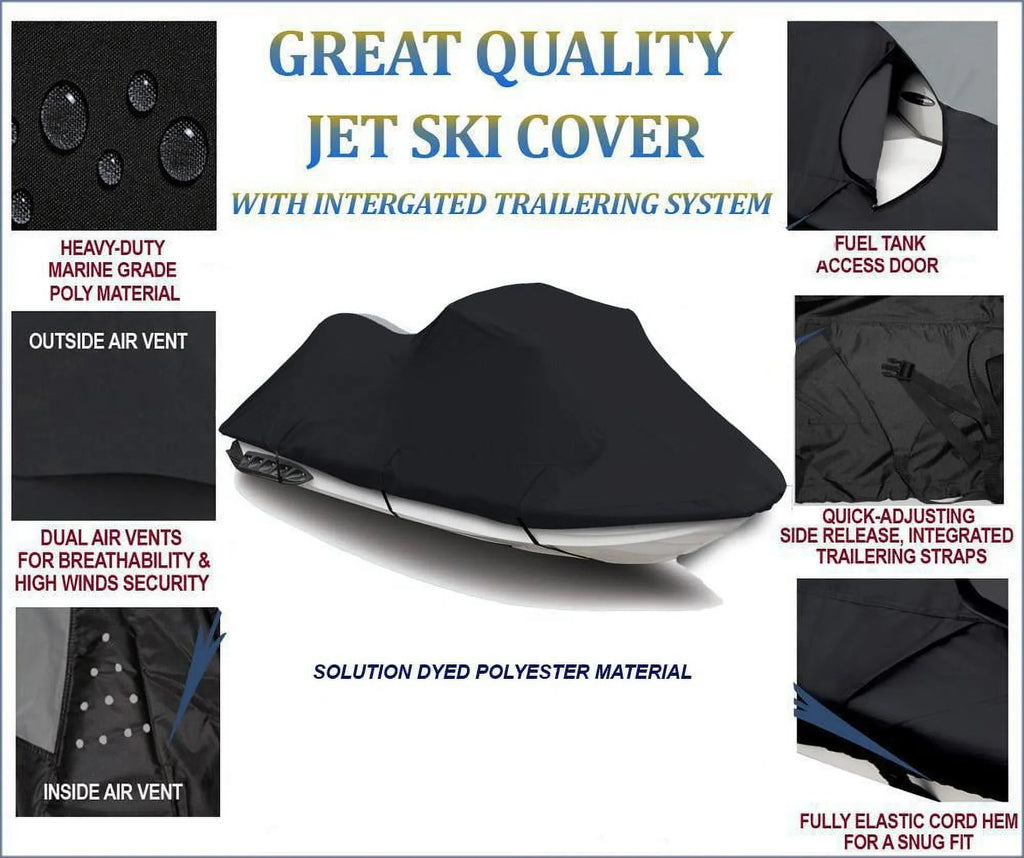 2006 Cover Cover for Ski DENIER 600 DENIER PWC CHARGED BLACK Compatible Sea 2005 600 BLACK Bombardier Sea-Doo Jet Cover GTX 2003 JetSki 2004 Doo JetSki Compatible for TEC 4