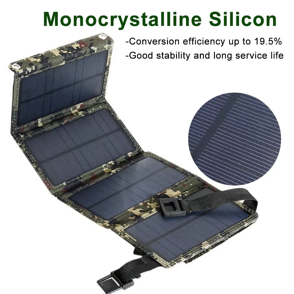 USA Solar Outdoor Power Phone Hiking 80W Panel Charger JLLOM Camping Bank Folding USB