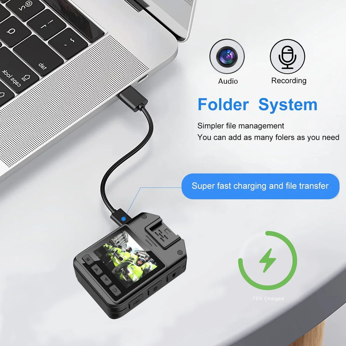 Audio for Camcorder Cam RONY with and Home Recording Body Waterproof Police Guard Mini - Body Vision Security Enforcement Law 1440P with Camera Wearable Video Night Body - 128GB