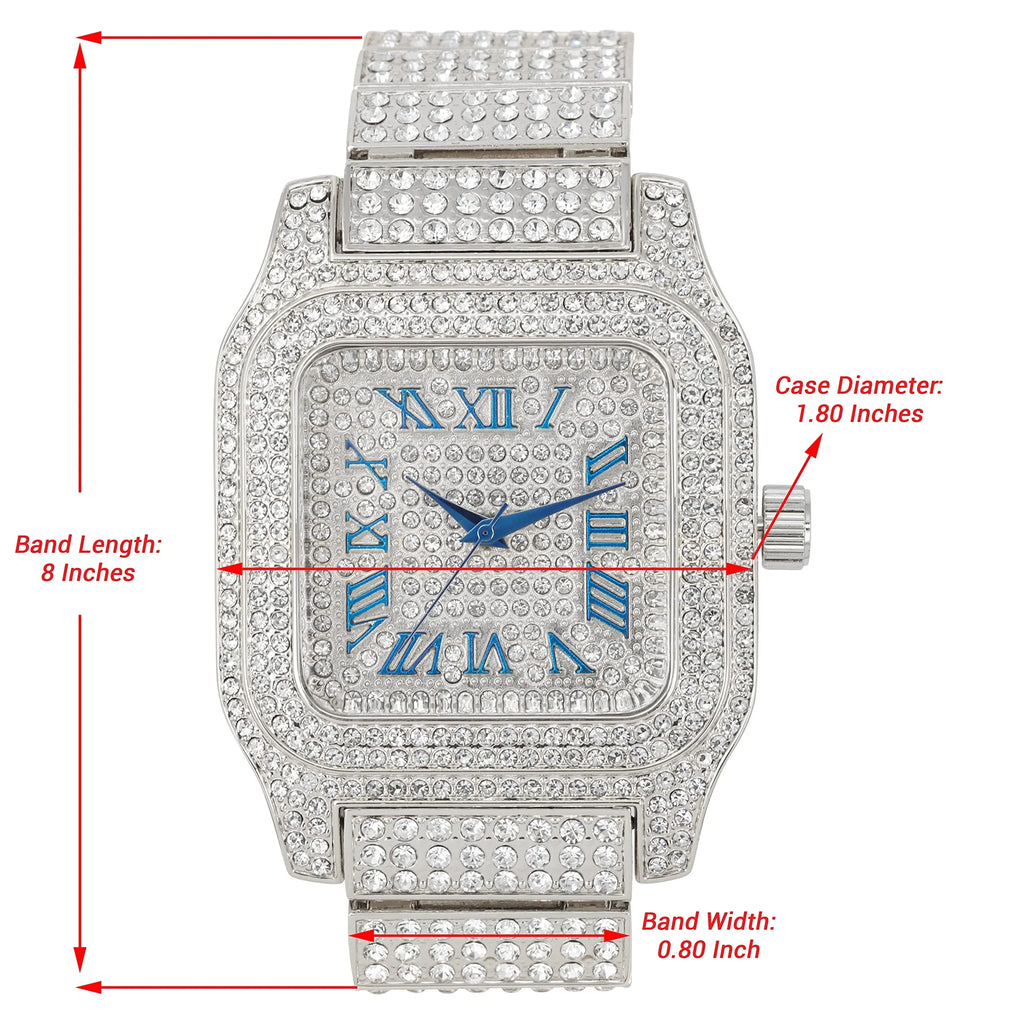 Blue - Gold Bling-ed product Way Cuban) Square image Hop (Silver a Hypnotize You R# Out Will 0513Sq Hip Flashy Biggie Watch in Iced