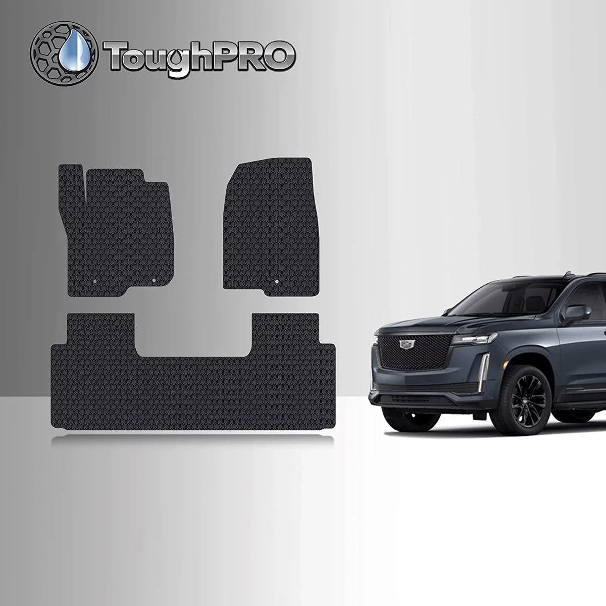 (Front with 2021 TOUGHPRO All - Compatible (Made Row) + Set Mat Row ESV Floor Cadillac Heavy USA) - Escalade - - Duty Weather in 2nd Accessories