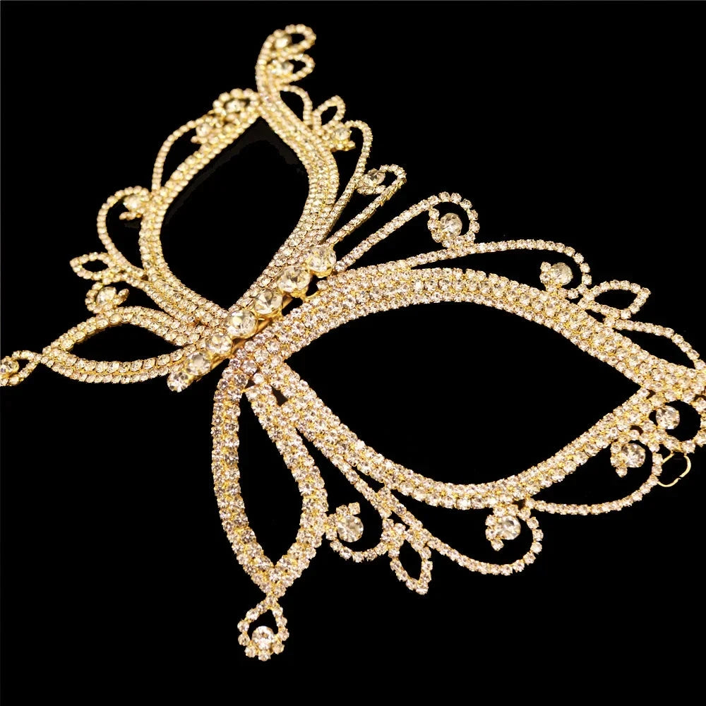 Accessories Women Rhinestone Crystal Masquerade Face Mask Halloween Butterfly for