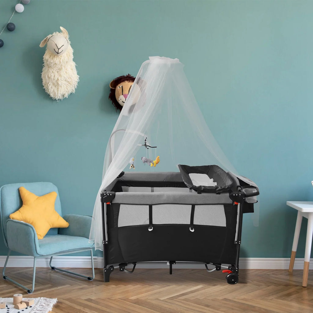 Changing Portable In Play Babe Music iMounTEK Center Trayand Box, Foldable Toys Babe Canopy, Nursery Storage Crib 1 Include Wheels, Yard, 6