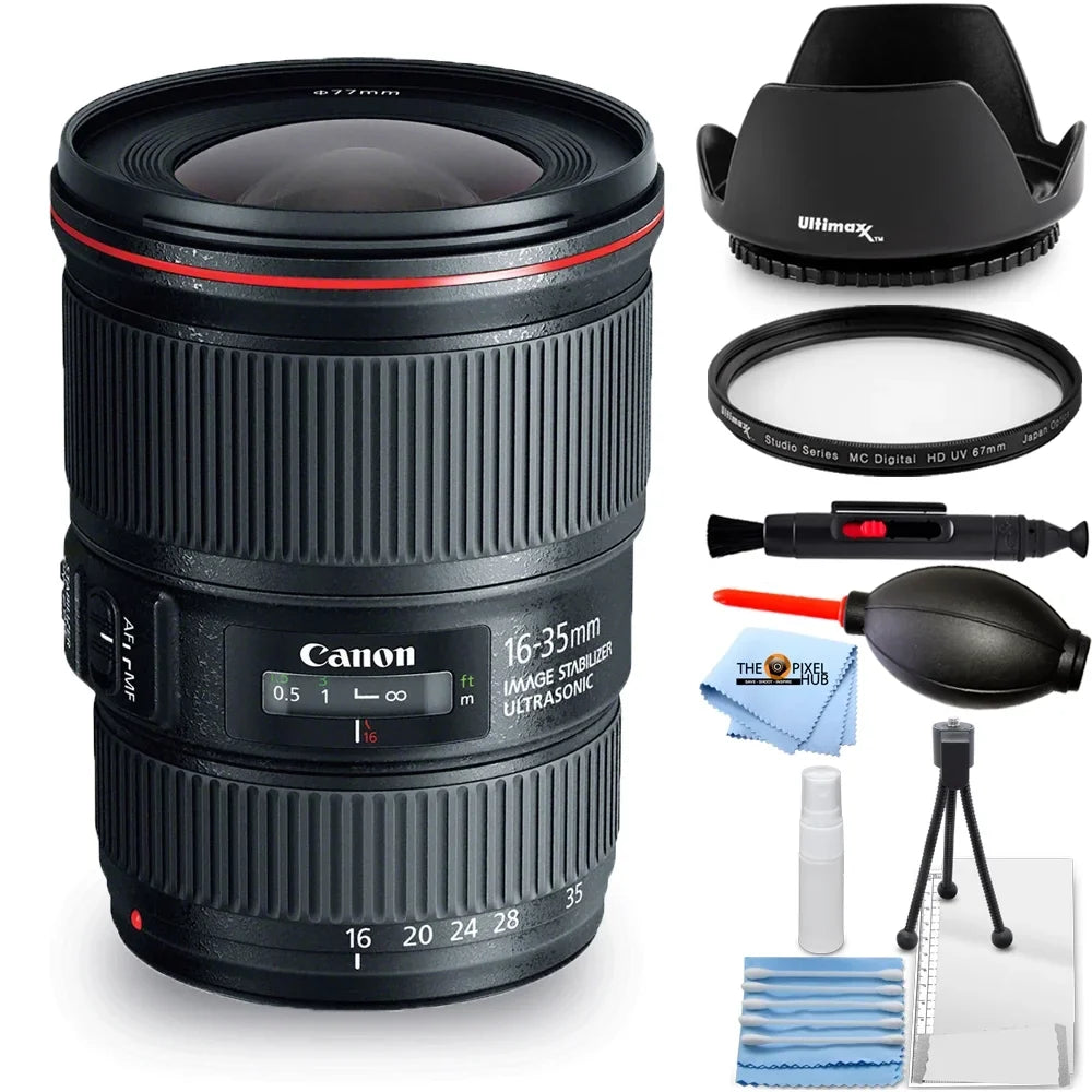 16-35mm Tulip and Pen, f/4L Essential Includes: Canon Lens Hood USM Lens, Microfiber Blower, Bundle UV Kit Filter, Cloth - Cleaning EF IS Cleaning