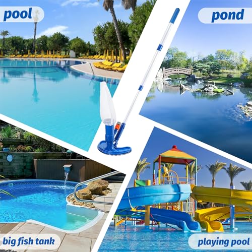 Pond Above Pool Pool Vacuum Poles Net, Jet to Handheld Hose Fountains Attaches Handheld Pool 4 Cleaner Skimmer Pool Garden Vacuum Cleaner Upgraded for with Portable Spa Section Ground of 60",