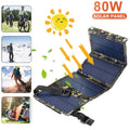 USA Solar Outdoor Power Phone Hiking 80W Panel Charger JLLOM Camping Bank Folding USB