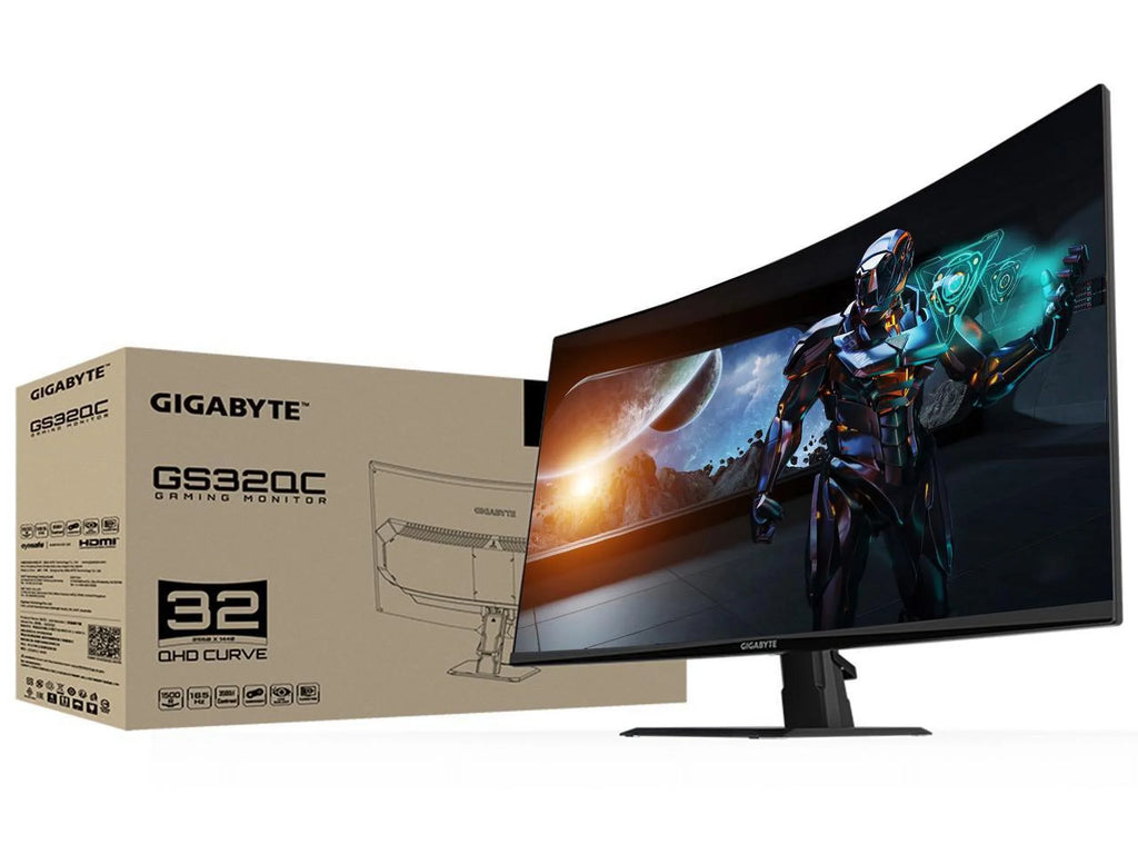 GIGABYTE VA Display, 1ms Gaming Time, Response 2.0 Ready, 31.5" 1.4, 2560x1440 1440P 165Hz Curved 1500R 1x HDMI Monitor, HDR 2x Display (MPRT) GS32QC Port