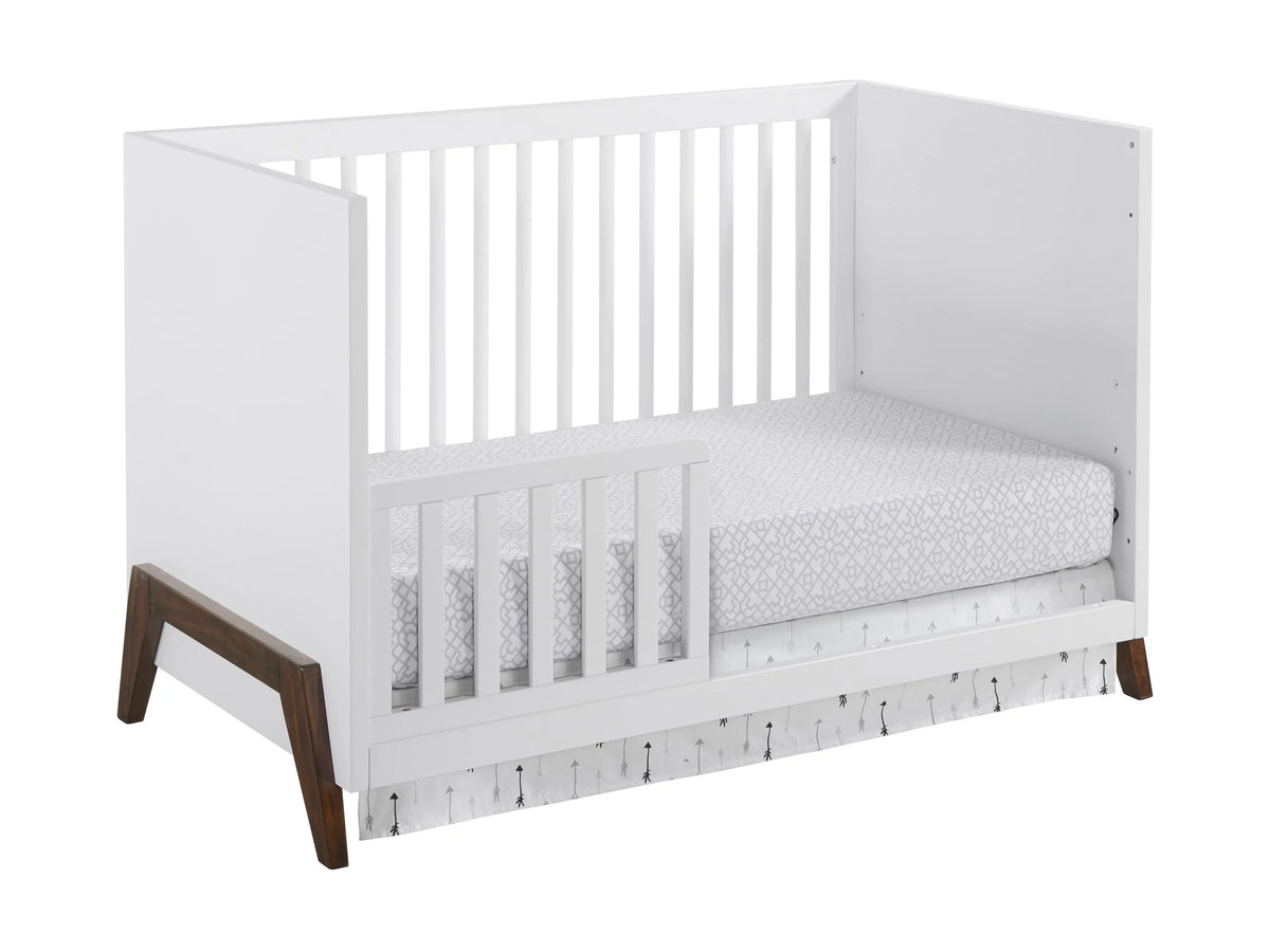 Baby Convertible Walnut, Crib, Mari 3-in-1 Crib Wooden & White Modern Island Oxford