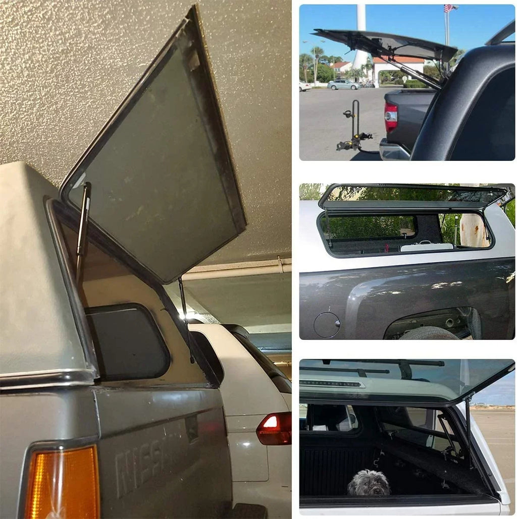 for Camper Gas of Pickup Door, C16-02622 28Lbs/127N Window, Truck Canopy 2 Set Vepagoo 17" Leer Shell Topper ARE Struts Cab Rear Shocks