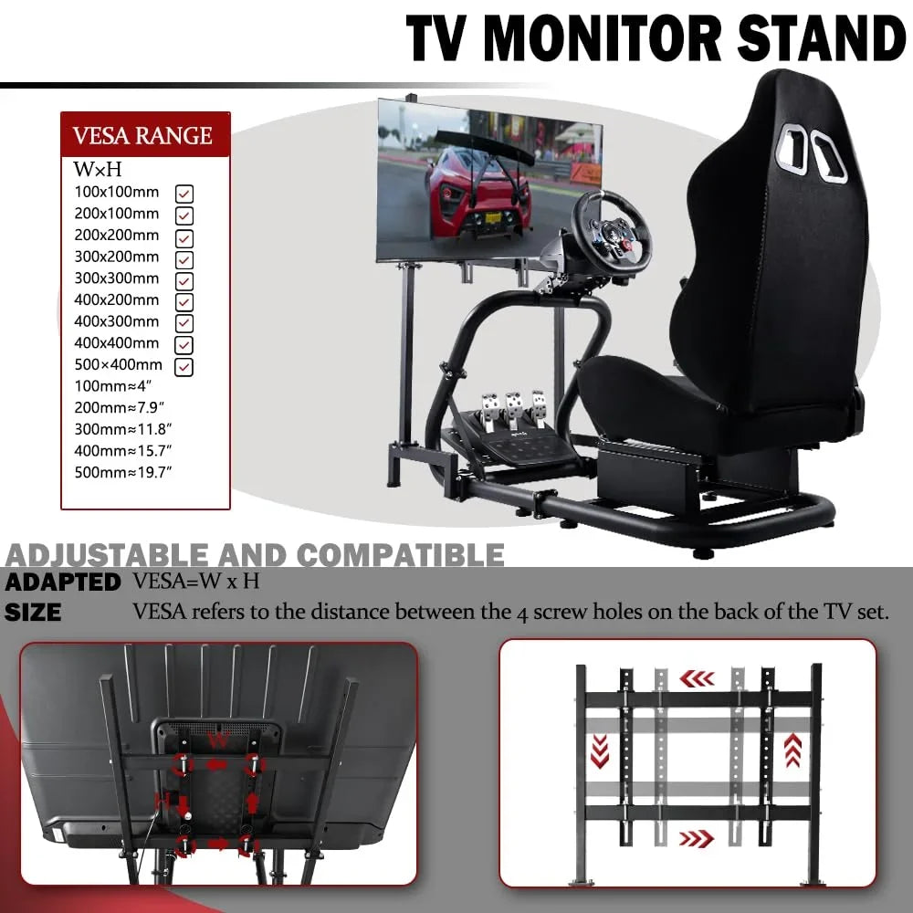 Racing Supllueer Fit Logitech G920 Fanatec Thrustmaster with G923 Seat Cockpit G29 & Stand Sim TV