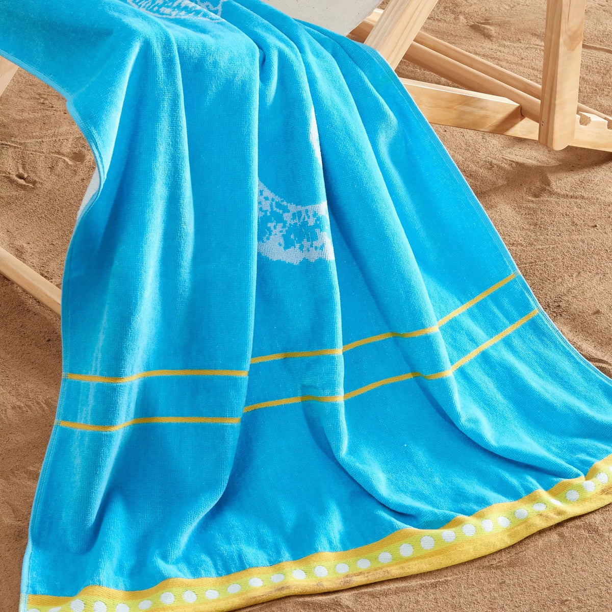Beach Pack 2-Pack Cotton Yellow) 30" Seahorse Towel Blue / x Printed Bay Great Home - (2 60",