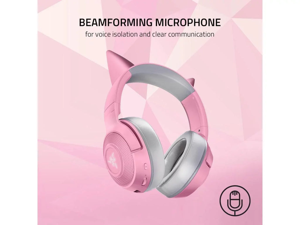 Microphone Edition: 5.0-40ms - Beamforming Custom-Tuned - Latency Low - Bluetooth Drivers Pink Chroma 40mm Razer Quartz Razer by Connection - Kraken Powered Kitty BT