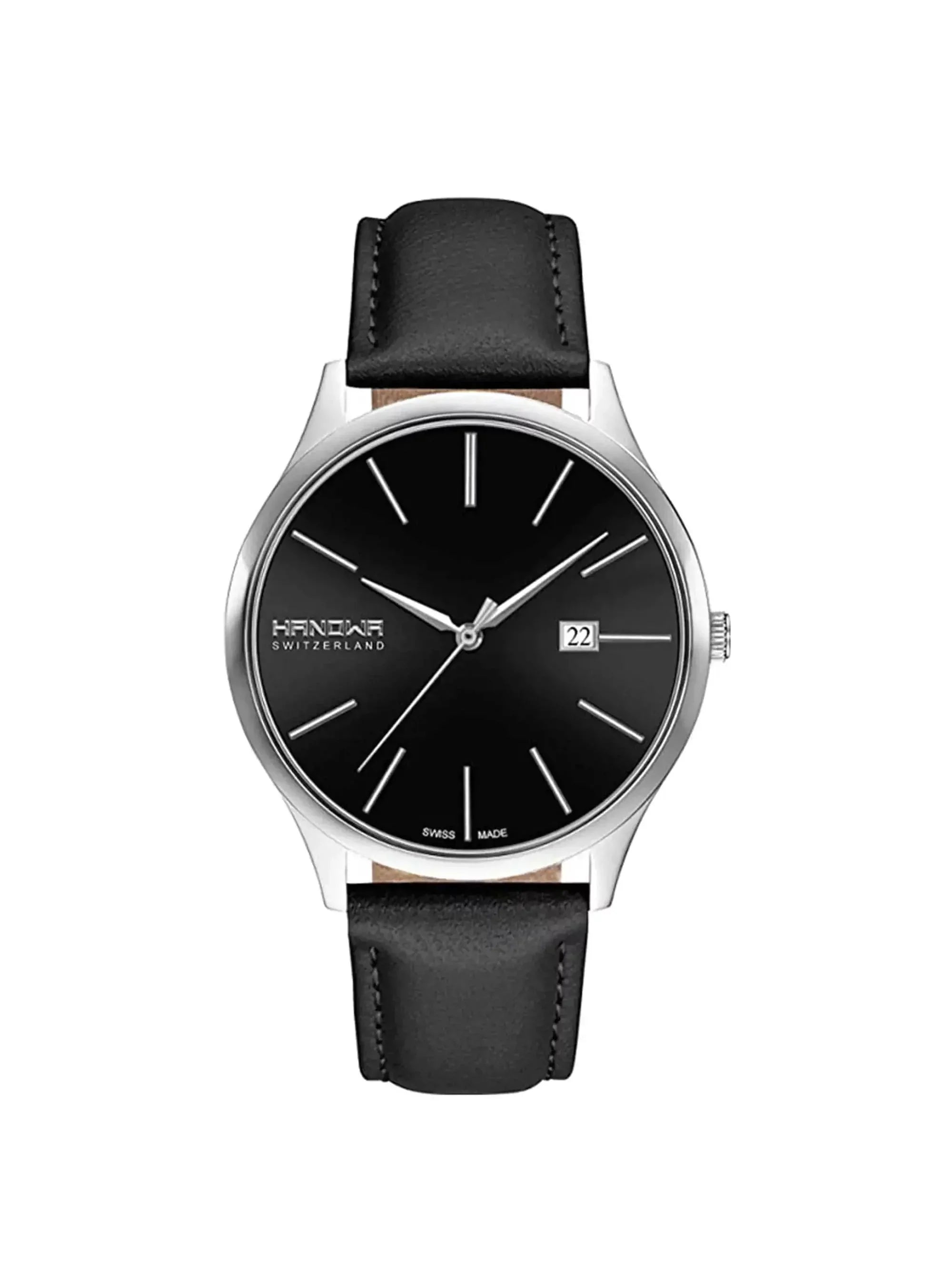 16-4075.04.007 Stainless Watch Pure Hanowa Dial Quartz Black Steel Mens