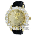 Dial Bezel Khronos Tone Gold Genuine Wrist Roman Genuine Diamond Face Watch Flower W/Date Leather Mens