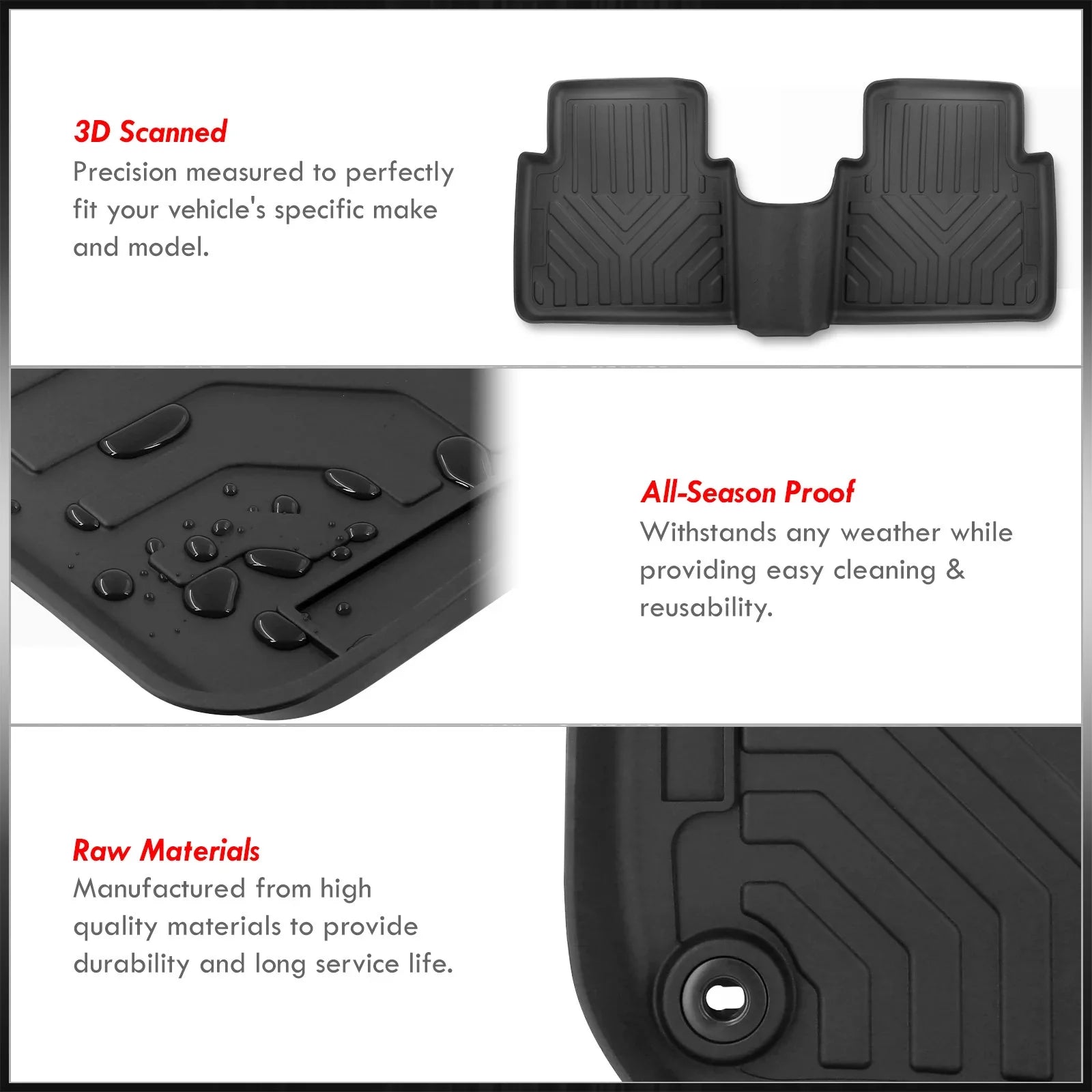 2018 CRV Mats RT 2017 Distributors Proof SUV Liner Floor Guard 2022 RW 2019 Set TPE For 20 18 Rubber Honda CR-V Season Rear AJP 2020 17 Front 19 All 22 2021 Weather 3-Piece Compatible/Replacement 21