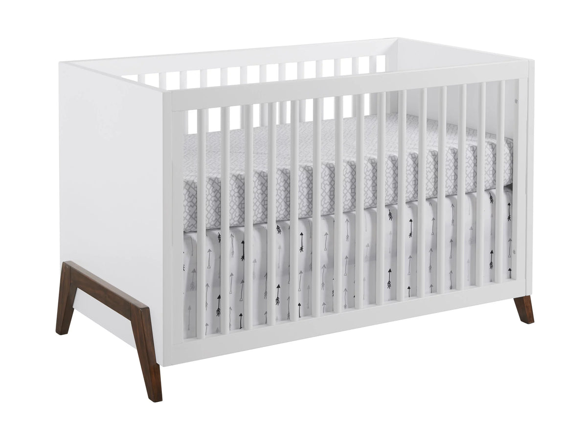 Baby Convertible Walnut, Crib, Mari 3-in-1 Crib Wooden & White Modern Island Oxford