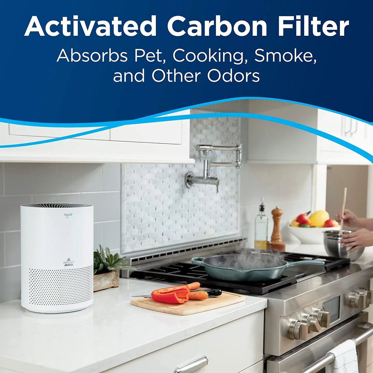BISSELL Odors, Dust, Efficiency Timer, High for Pets, Bedroom Cleaner Room MYair Air for and Filter Pollen, Carbon 2780A Purifier Quiet Allergies, Hair, Small with Smoke, and Home, Dander,
