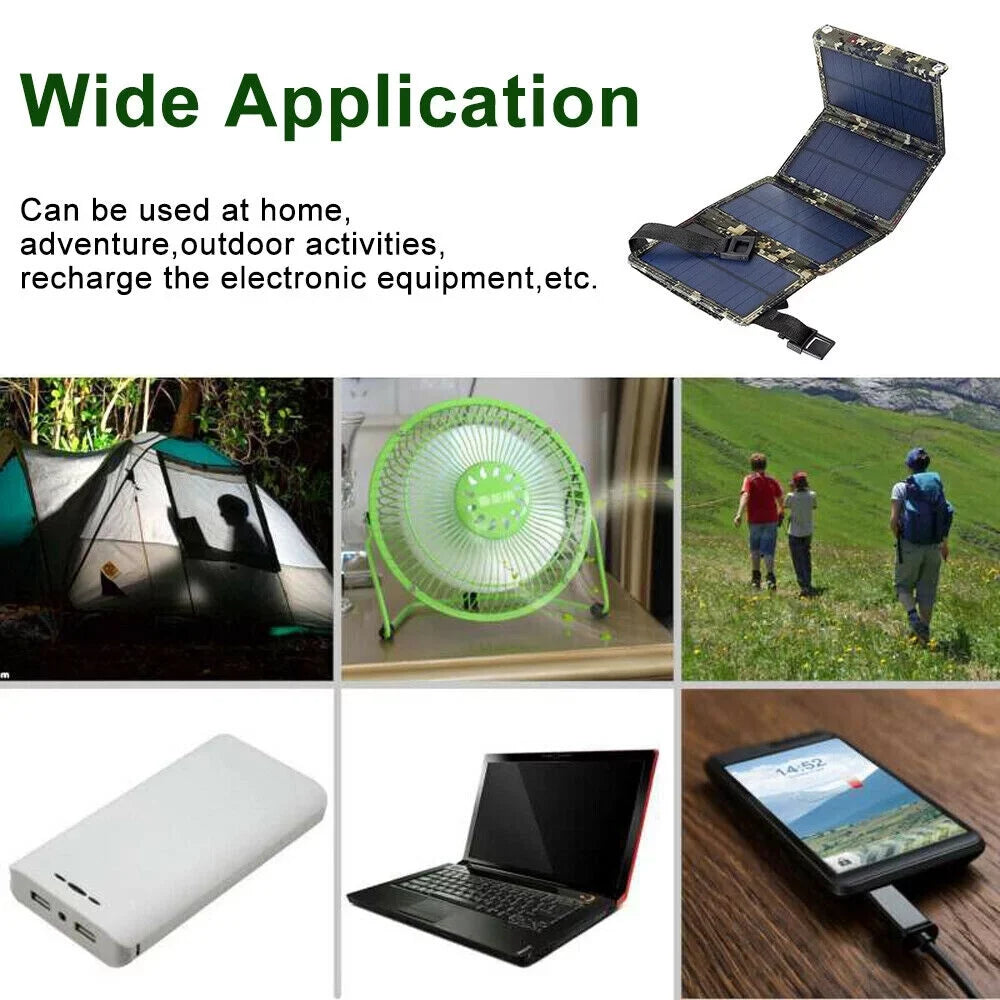 USA Solar Outdoor Power Phone Hiking 80W Panel Charger JLLOM Camping Bank Folding USB