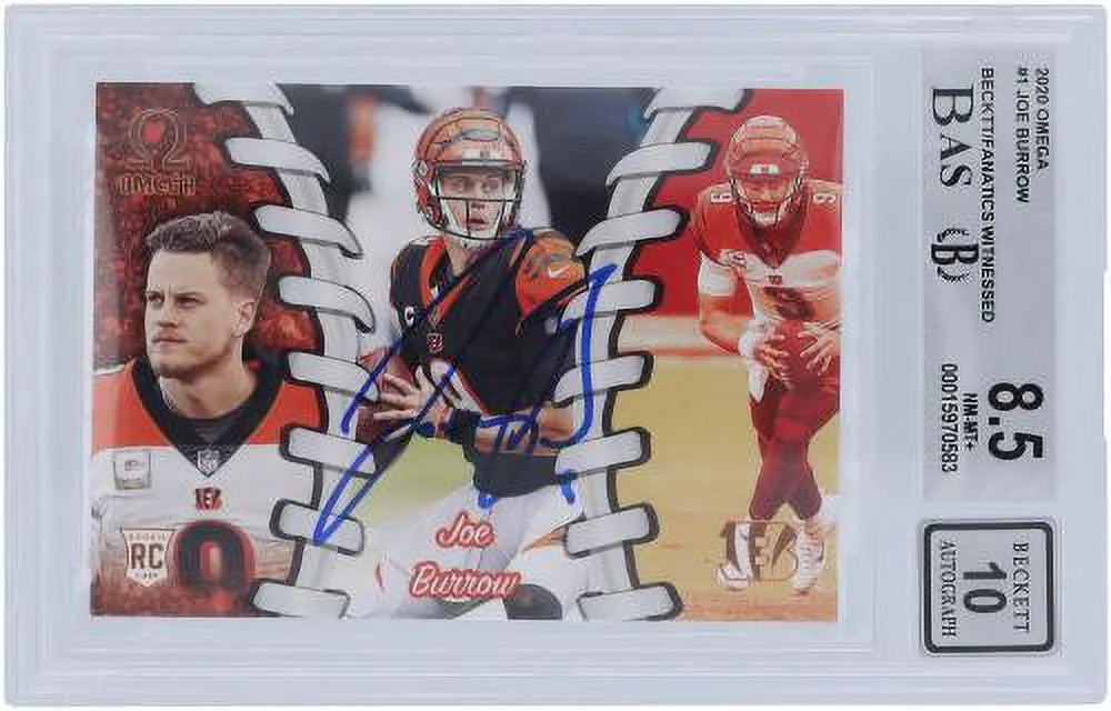 Panini Burrow Joe Certified Authenticated - Fanatics #0-1 Autographed Beckett Authentic Omega Rookie 9.5,8.5,8.5,9.5 Bengals 8.5/10 Subgrades Witnessed Card Fanatics - Cincinnati 2020
