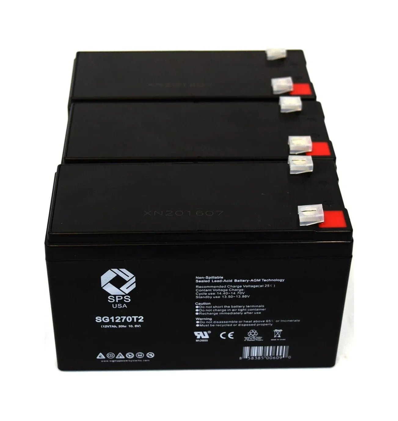 onic 200vr Brand 12V 7 Battery Ah (SG1270T2) for (3 Replacement UPS PACK) SPS PCM