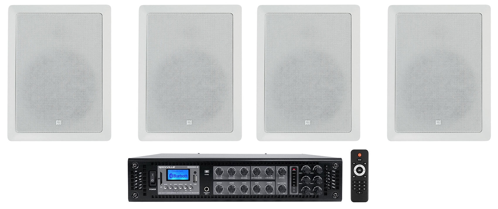 In-Wall Commercial 8" For JBL WT 70v Restaurant CONTROL 128 (4) 50w Speakers+Amp