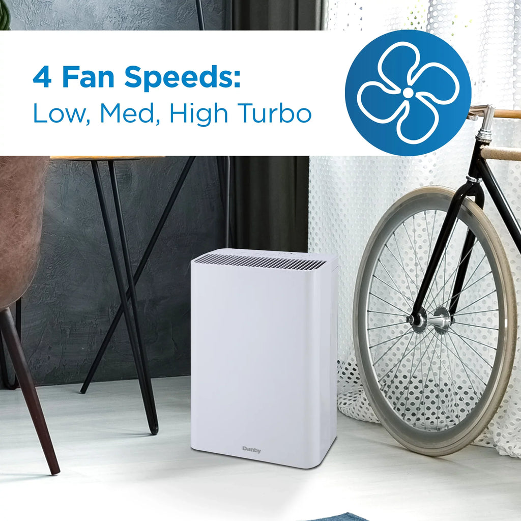 to pollutants Hepa Purifier True Filter Air with 210 reduce DAP152BAW-I and sq. White up in ft. to smoke Danby