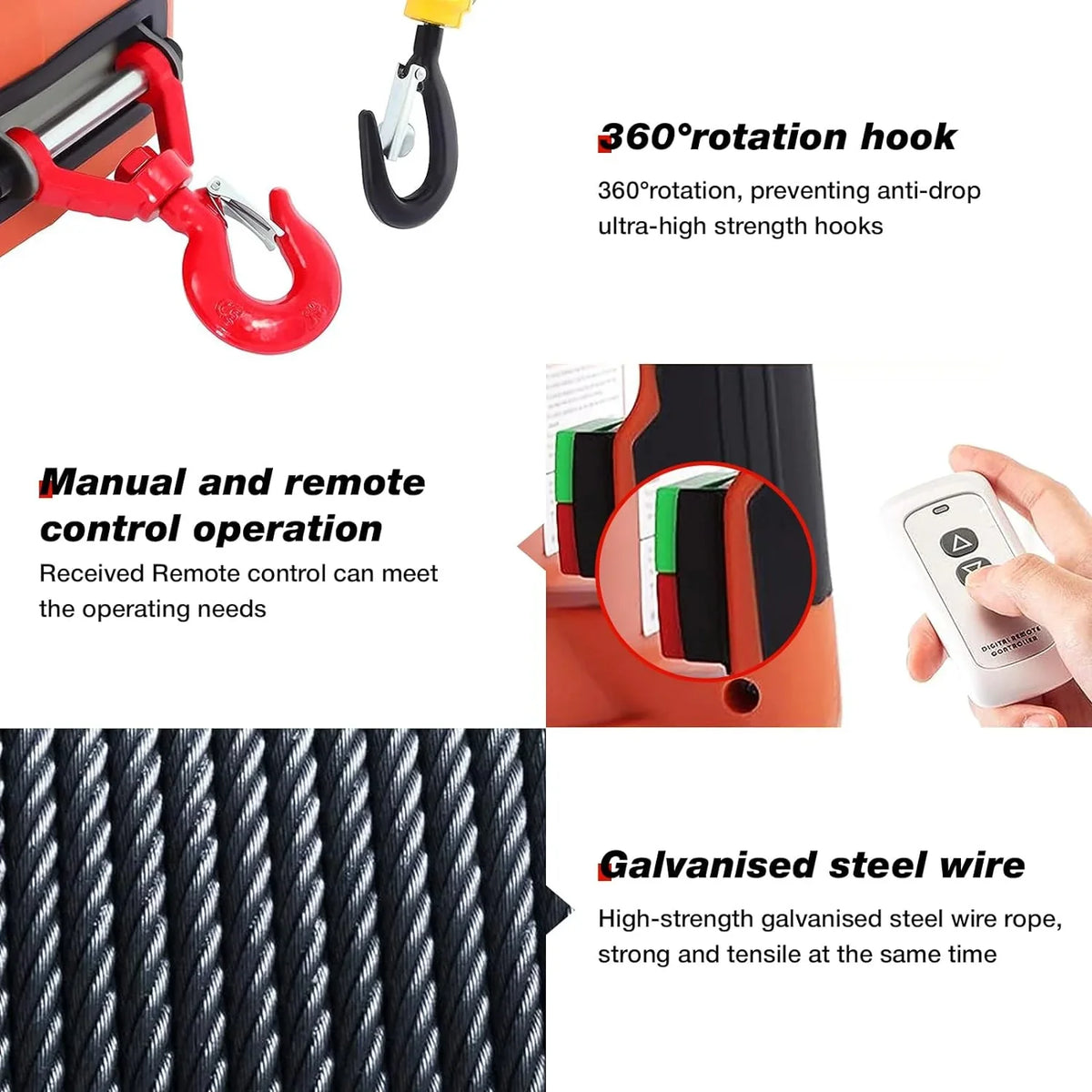 Power 3-in-1 2200LBS Wireless Winch, for and Crane Electric ¨C and Hoist with Perfect with Heavy 110V Remote, Battery Loads Portable Unleash Tackling System Versatility