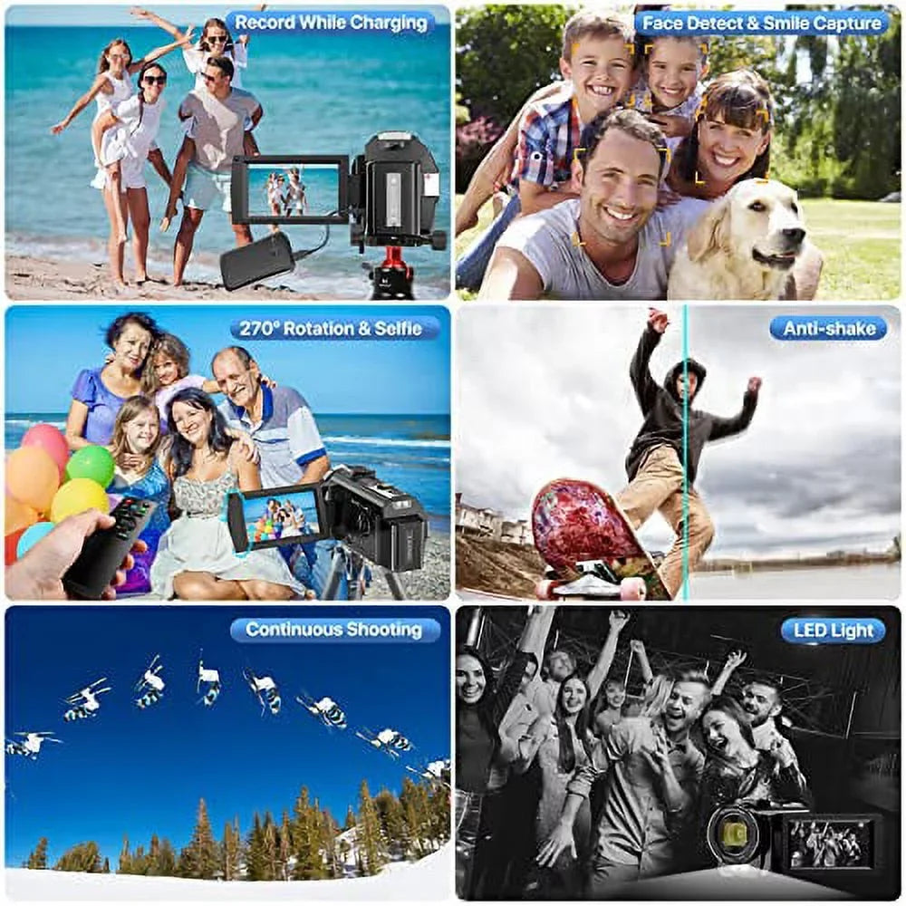 and Video 2 Vlogging Recorder YouTube with IR Zoom Camera Night Camcorder Camcorder Batteries Screen Vision FHD 3.0'' Touch Digital Camera Microphone,Remote 1080P WiFi 16X 30FPS 26MP