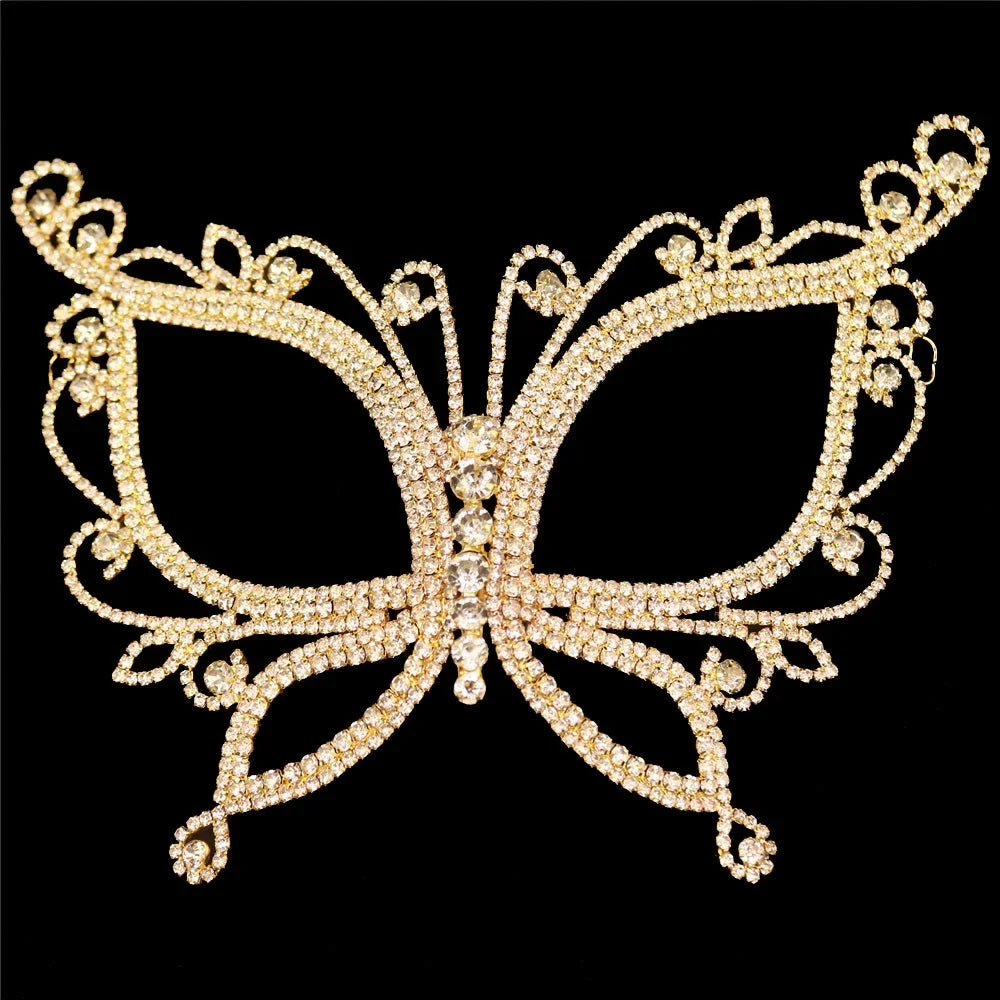 Accessories Women Rhinestone Crystal Masquerade Face Mask Halloween Butterfly for