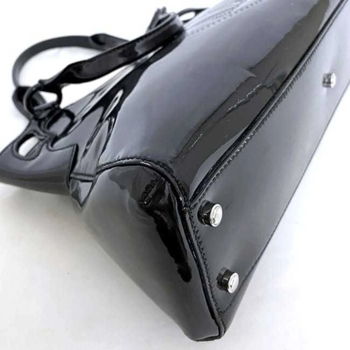 (Good) Cartier patent L1000833 mast Pre-Owned ladies tote bag black Marcello leather handbag SM enamel