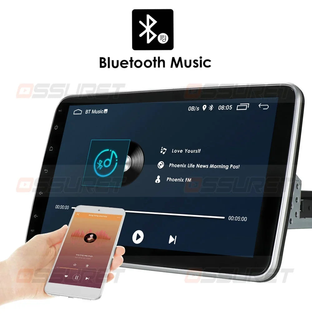 Carplay& Stereo Touch Radio Android Navigation 10.1'' Bluetooth Hizpo Android 1 DIN Screen Auto Apple 10 Rotatable Single With GPS Wifi Car