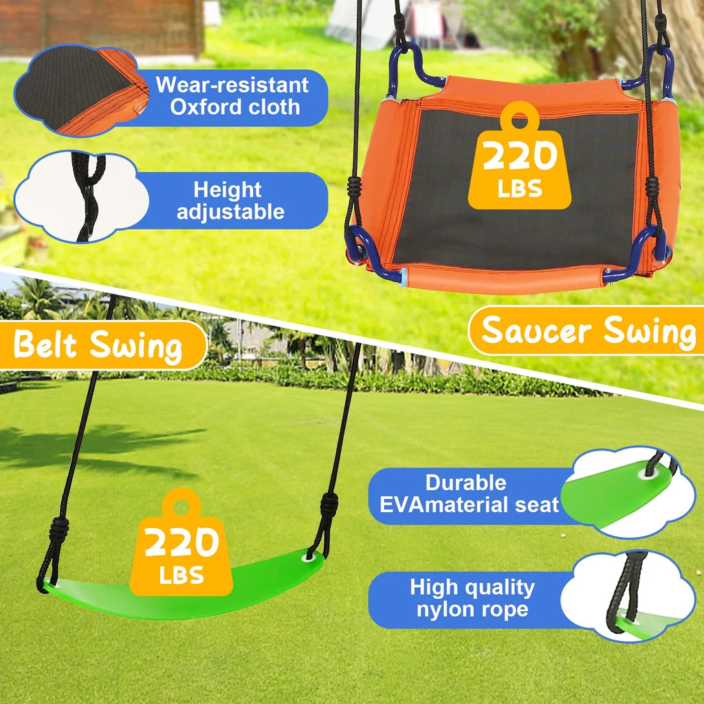 Adjustable A-frame 440lbs Kids, Set for Seats Stand,2 Metal Playground Swing Swing Set Duty Backyard, Heavy for with Backyard Swing Qhomic Outdoor and Playground Park Swing