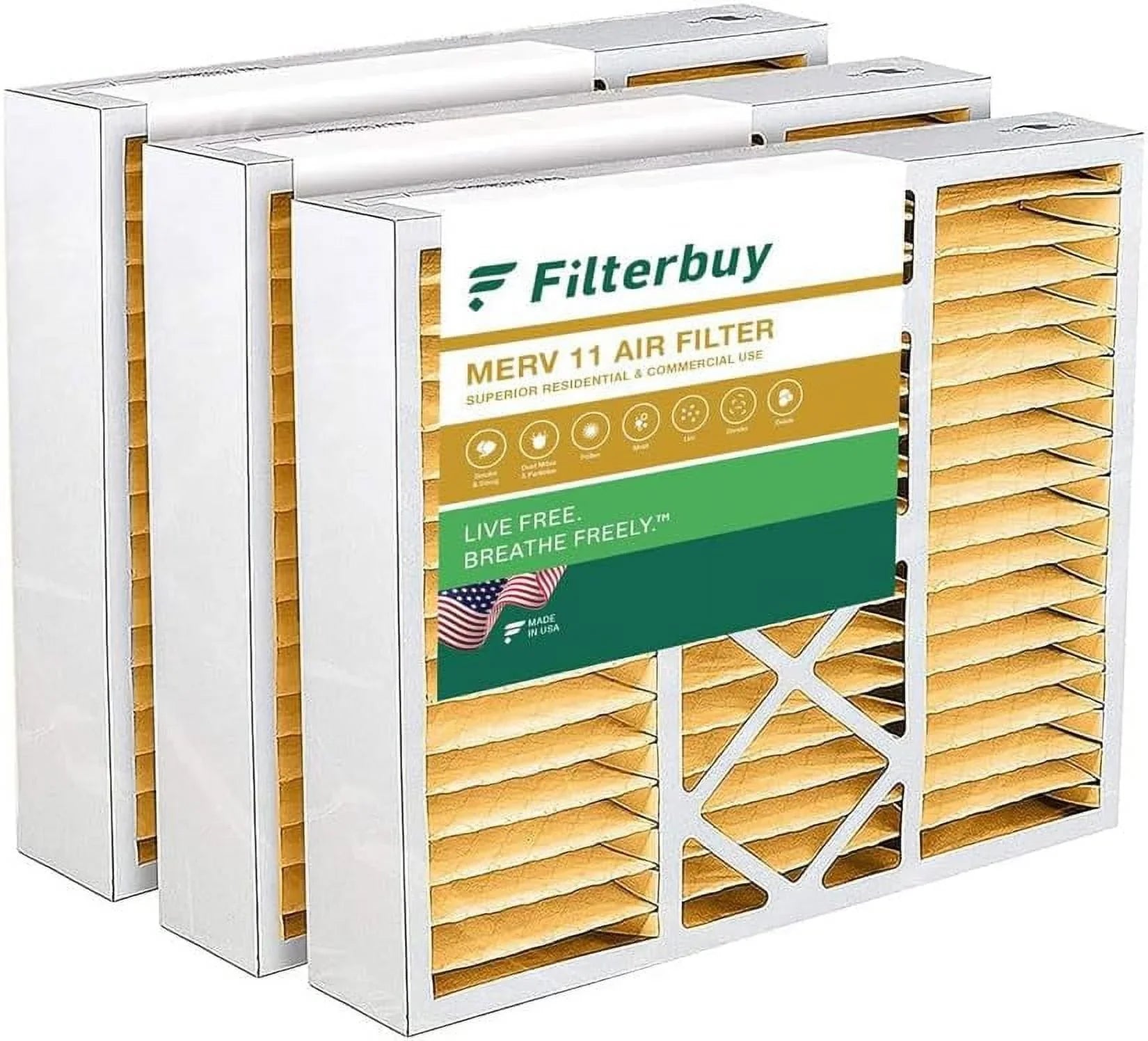 and 11 (3-Pack) Goodman, Pleated Furnace Nordyne Filters MERV 20x22x5 Filterbuy Air HVAC AC Amana, for