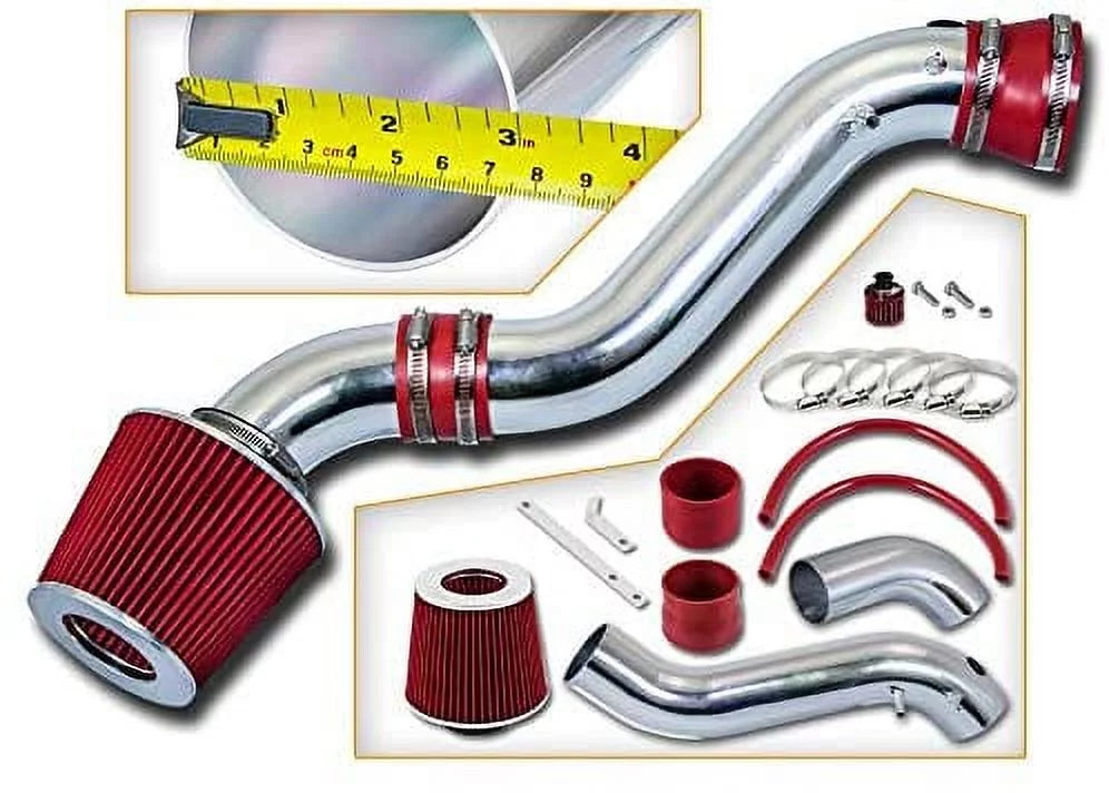 For Kit 02-04 4.2L Envoy Oldsmobile Trailblazer Air V6 Short Ram Intake 01-05 + Bravada Filter GMC / Rtunes 02-05 Racing Combo RED / Chevy