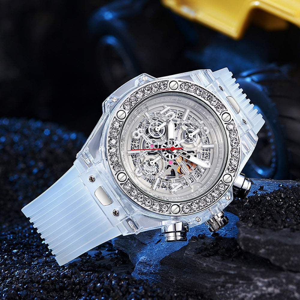Quartz Diamond-Embedded Brand Couple Lady Men's on Watch Jinshidun Red Best-Seller Waterproof Net Douyin Watch Transparent Fashion Watch
