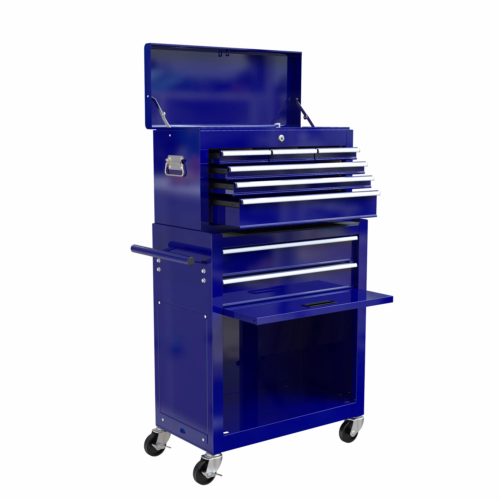 & Tool Tool Box, Wheels Chest 8 On 2-IN-1 Double Tool Box Drawers, Lockable Organizer Drawers, Cabinet Capacity Blue Chest with Drawers, with Sliding Rolling Large with Tool Hidden