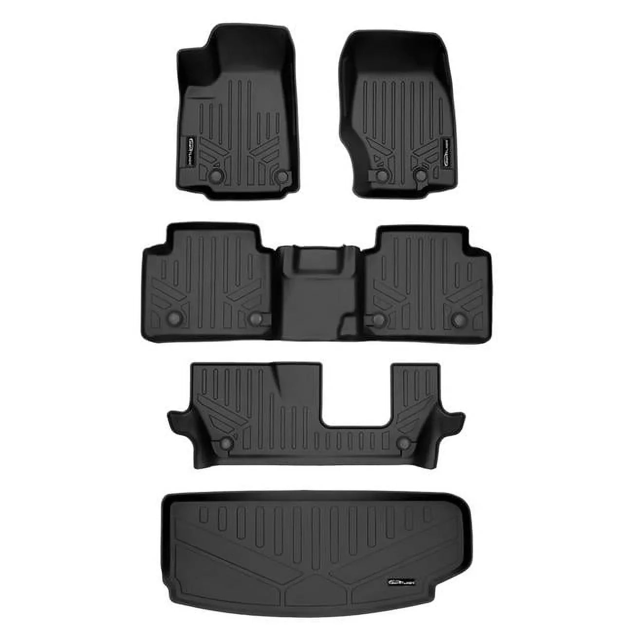 Smartliner Row & Row Liner Cargo Mat Custom Grand SA0568-B0568-C0568-E0568 Fit 3 Cherokee Jeep All 2021-2023 Behind Black for 3rd the Set Weather Black L, Floor Liner