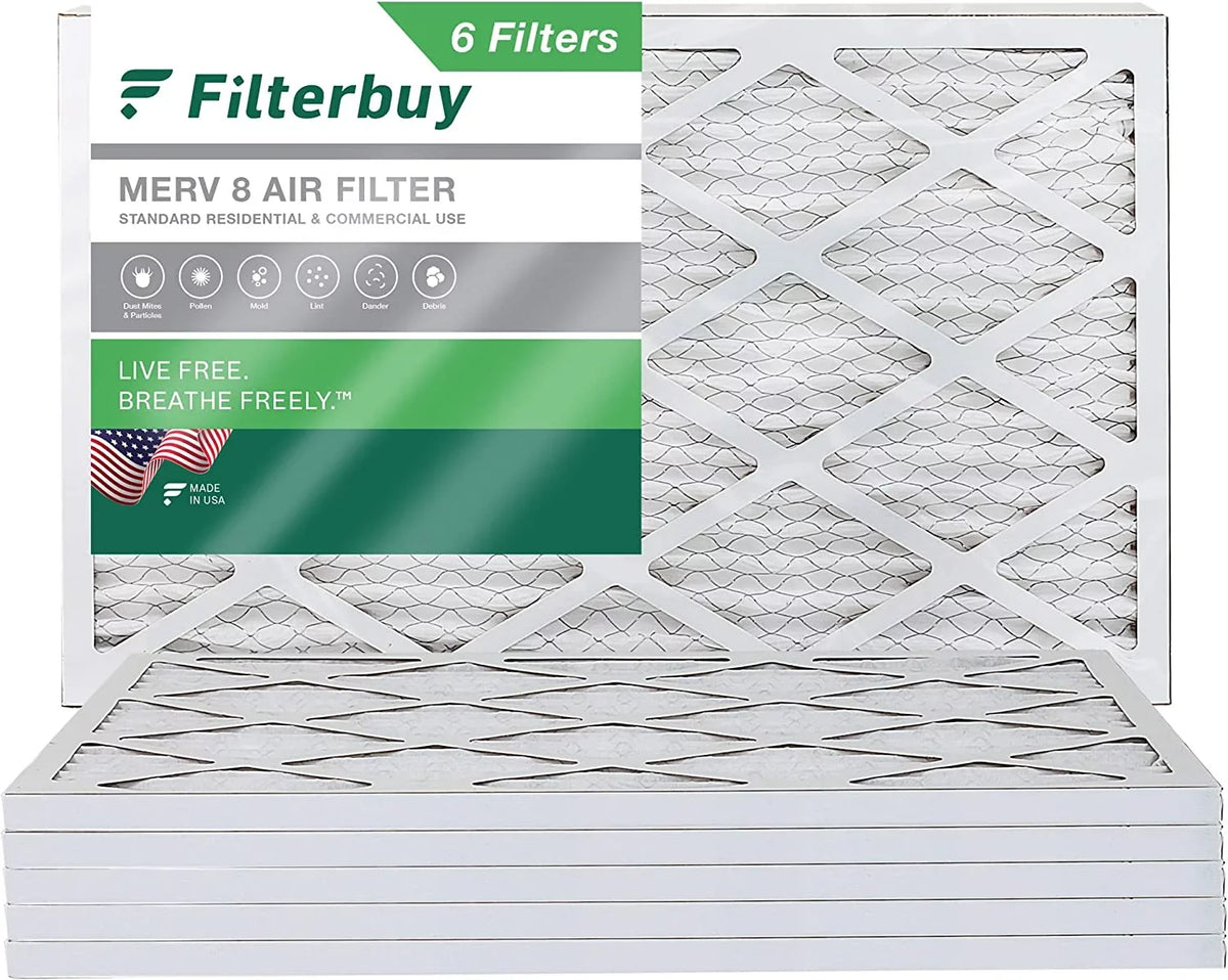 (6-Pack) 8 HVAC Air Pleated 13x21.5x1 Filterbuy Furnace AC MERV Filters