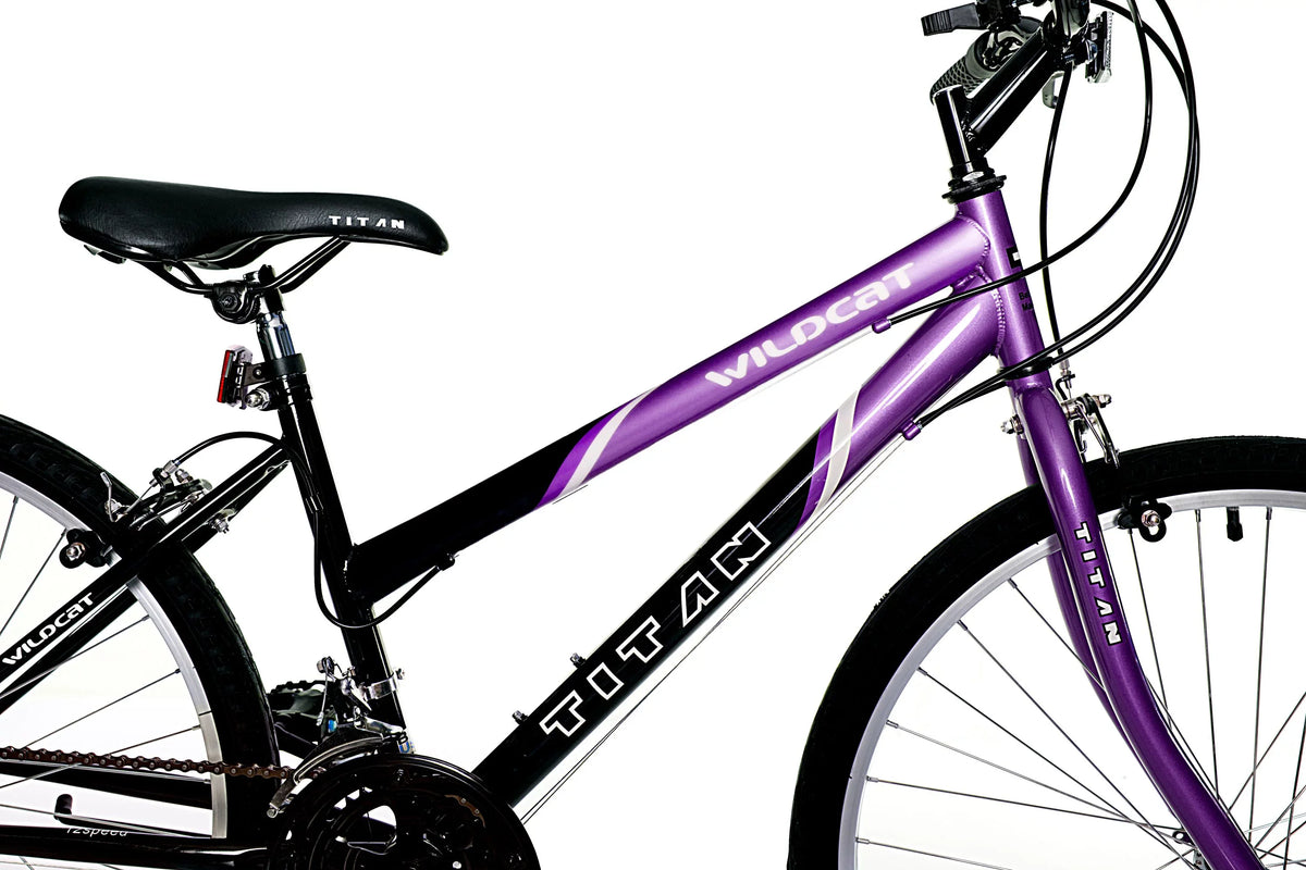 Black Wildcat Titan Mountain and Purple 18-Speed Women's Bike,