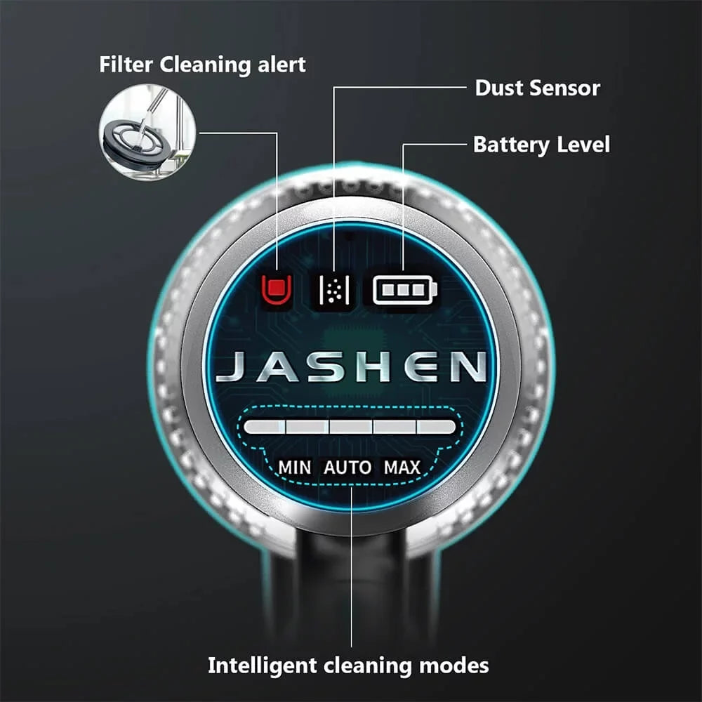 2500 motor Stick Cordless Vacuum Cleaner 26kPa JASHEN Suction 350W Battery V18 mAh