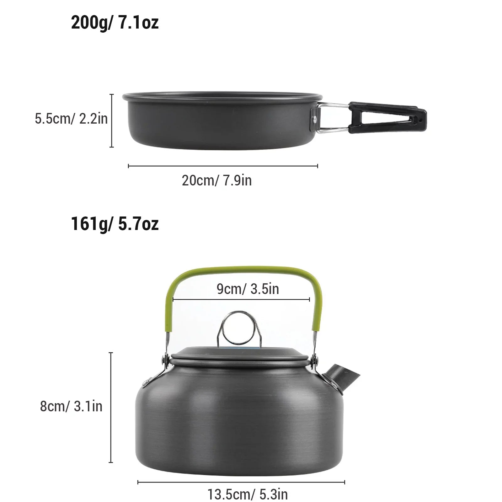 Set and Non with Stick and Cooking Cookware Kit Pot Backpacking Kettle for Mess Anself Pan Camping