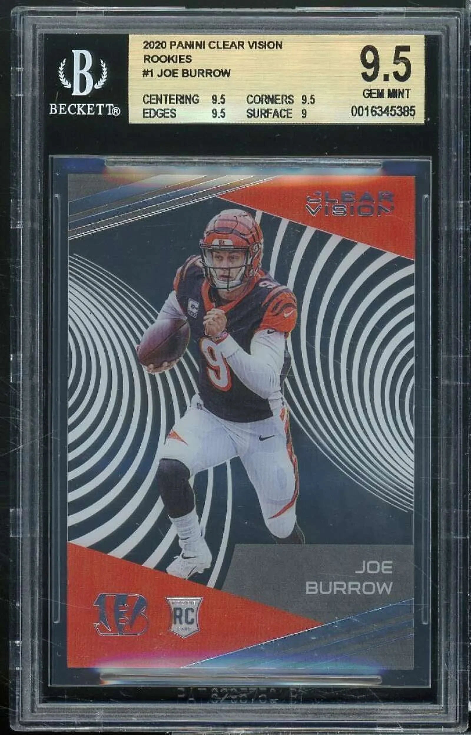 (9.5 BGS 2020 Rookies Vision #1 Burrow 9) 9.5 9.5 Rookie 9.5 Joe Clear Panini