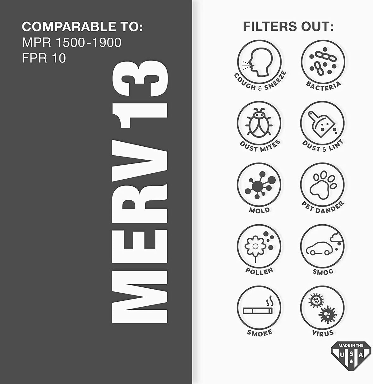 1/2x1 1/2x21 21 MERV Furnace 16 (Actual Aerostar Air 1/2" 6-Pack x Size: Filter, Pleated x Filter, AC 1/2" 13 3/4") 16 Air