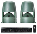 (2) CONTROL 85M Outdoor JBL 70v Commercial 5.25" Speakers+Amplifier Landscape