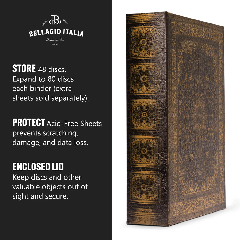 Sheets Storage Binder Acid-Free CD/DVD - DVDs, Organizer 3 Book Persian & Rays, Games CDs, - Binder for Pack 144 - Video Storage Box Bellagio-Italia Organizer Blu - Capacity